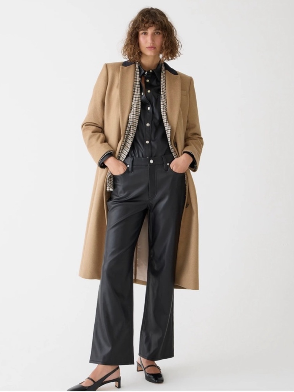 NEW J. crew Slim wide-leg pant in faux leather in Black Size 33
